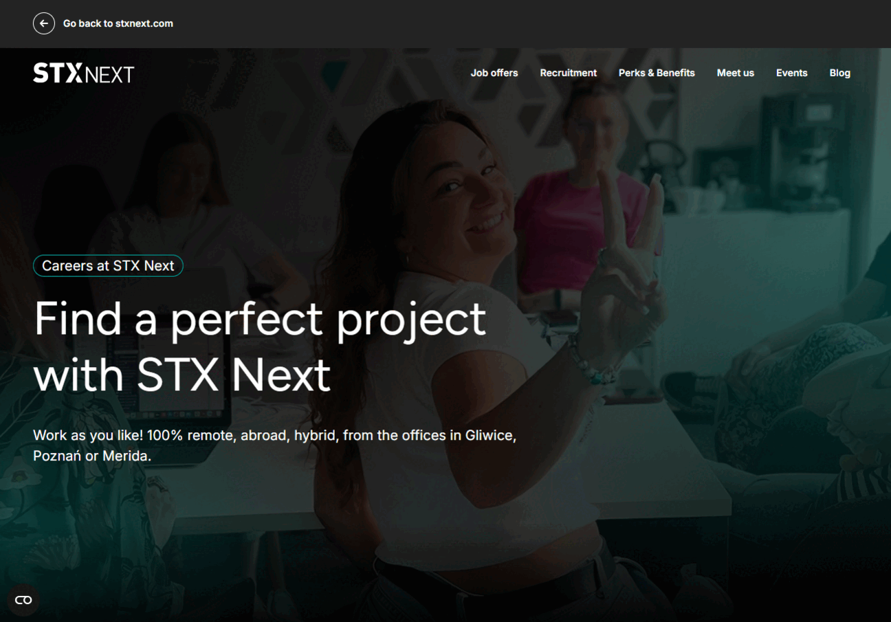 Career page project overview gif.